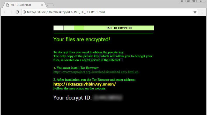 Jaff Ransomware – A new Ransomware called “Jaff”